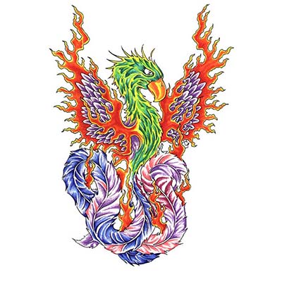Feminine Phoenix And Chinese Symbol Designs Water Transfer Temporary Tattoo(fake Tattoo) Stickers NO.10744